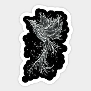 White Phoenix on Black Sticker